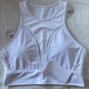 Brand New White Fabletics Midi Sports Bra